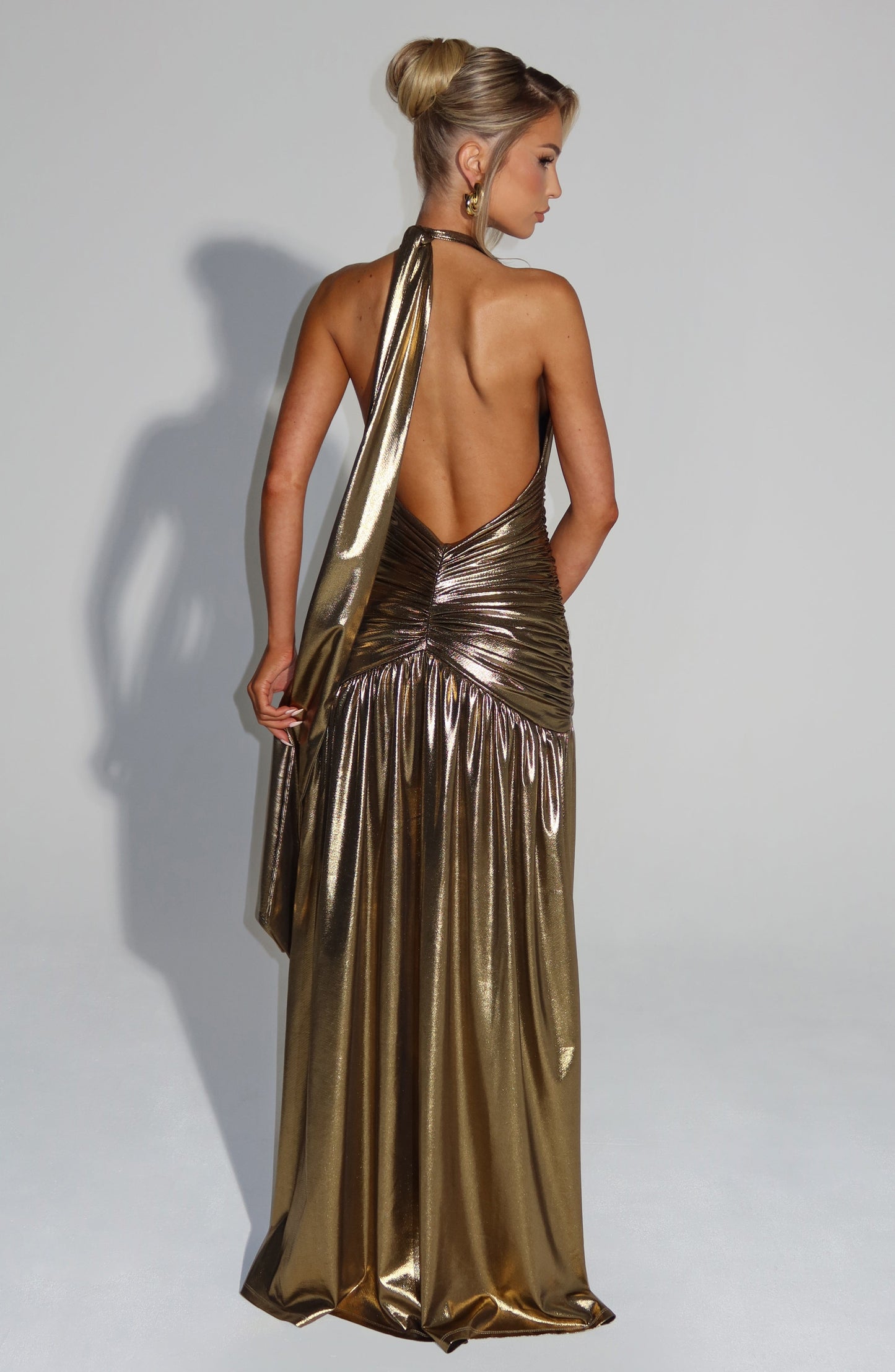 Jessie | Vestido efecto metalico dorado