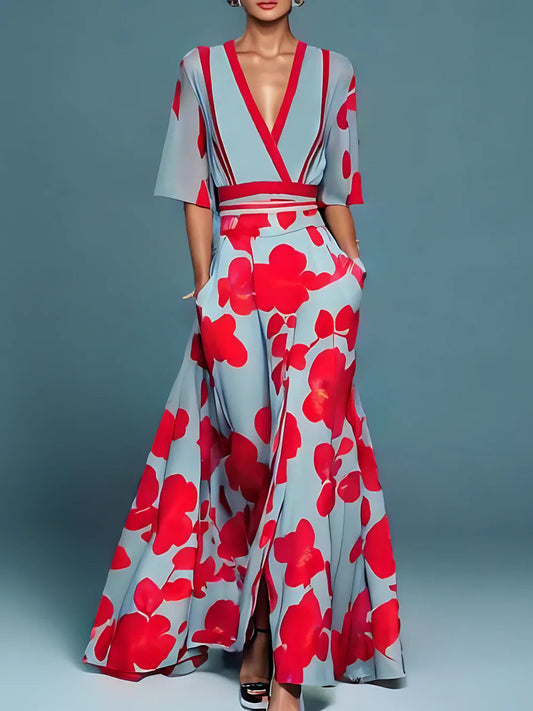 Ines | Vestido elegante cruzado con flores