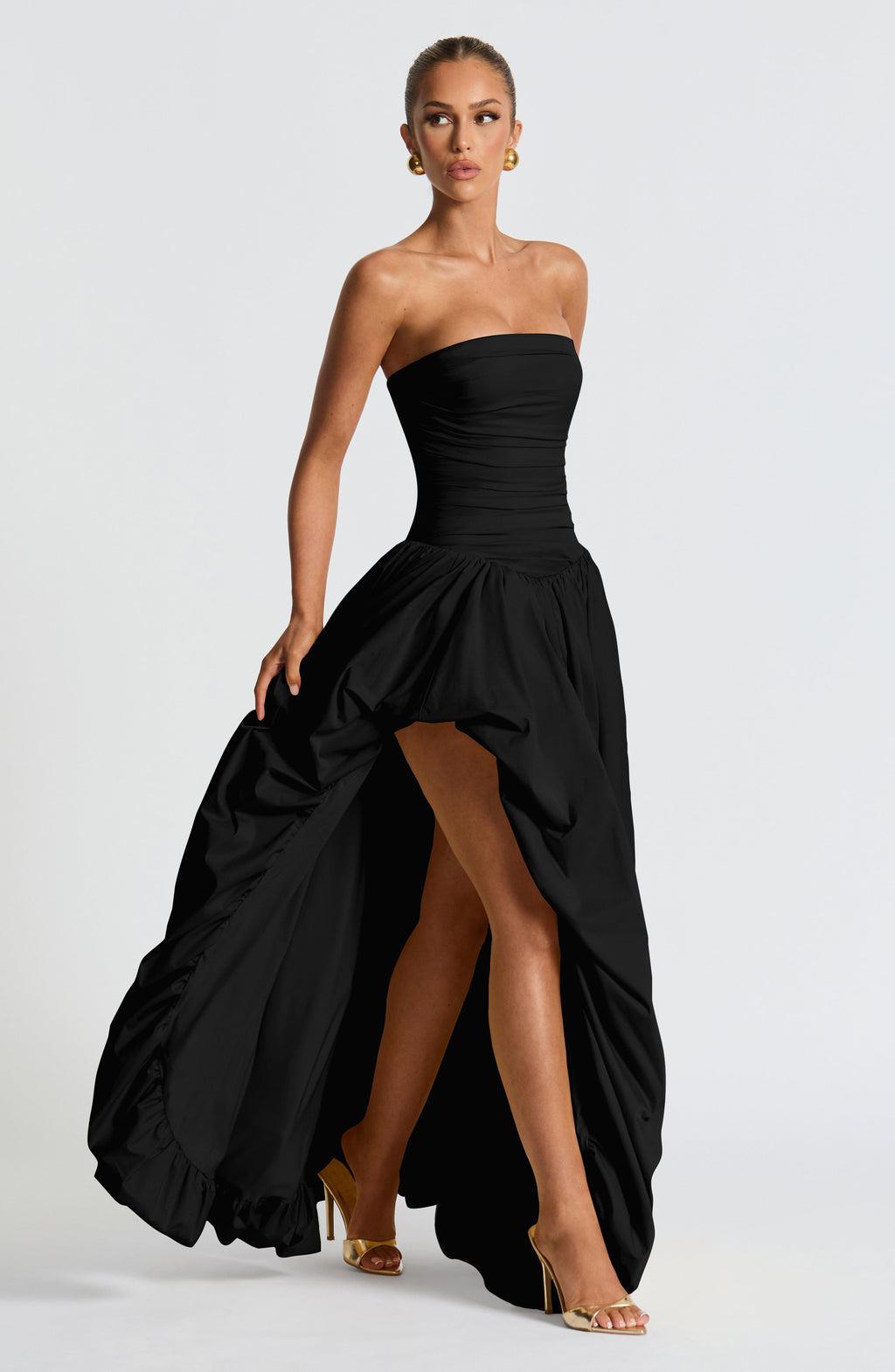 Jillian | Vestido maxi palabra de honor en negro