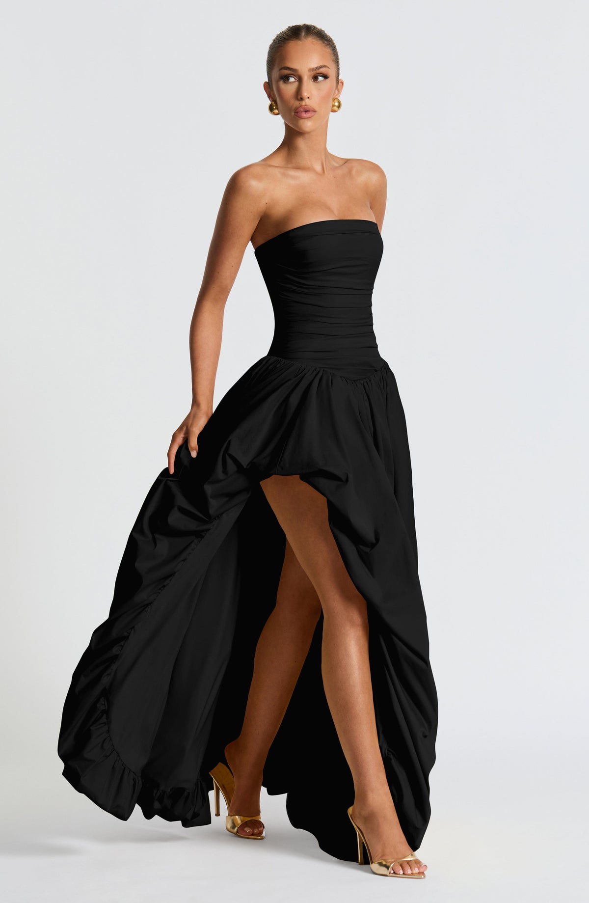 Jillian | Vestido maxi palabra de honor en negro