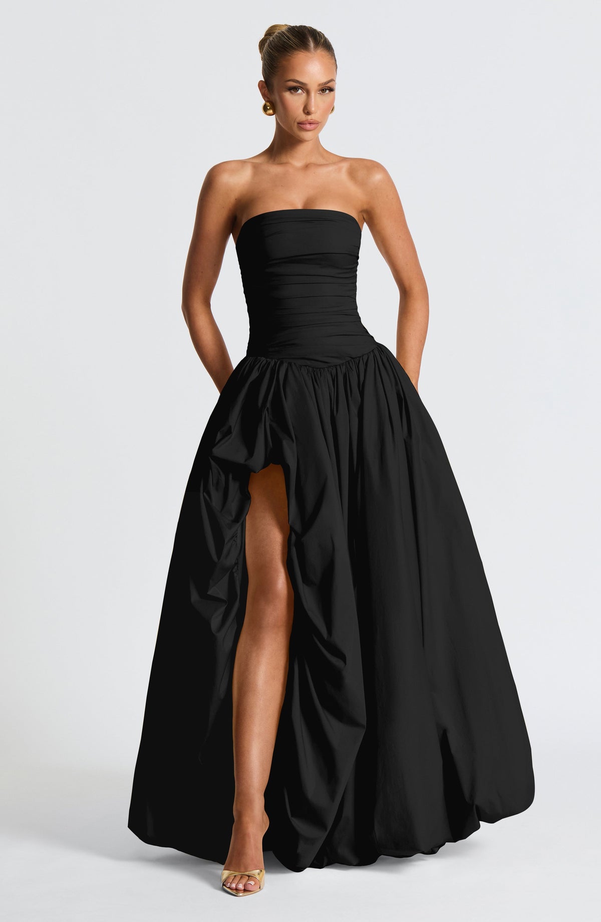 Jillian | Vestido maxi palabra de honor en negro