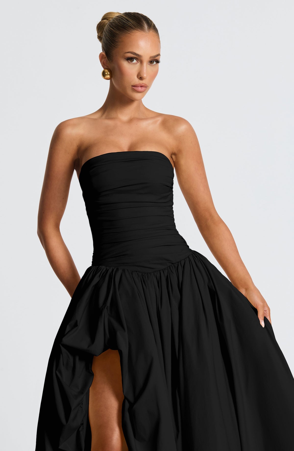 Jillian | Vestido maxi palabra de honor en negro