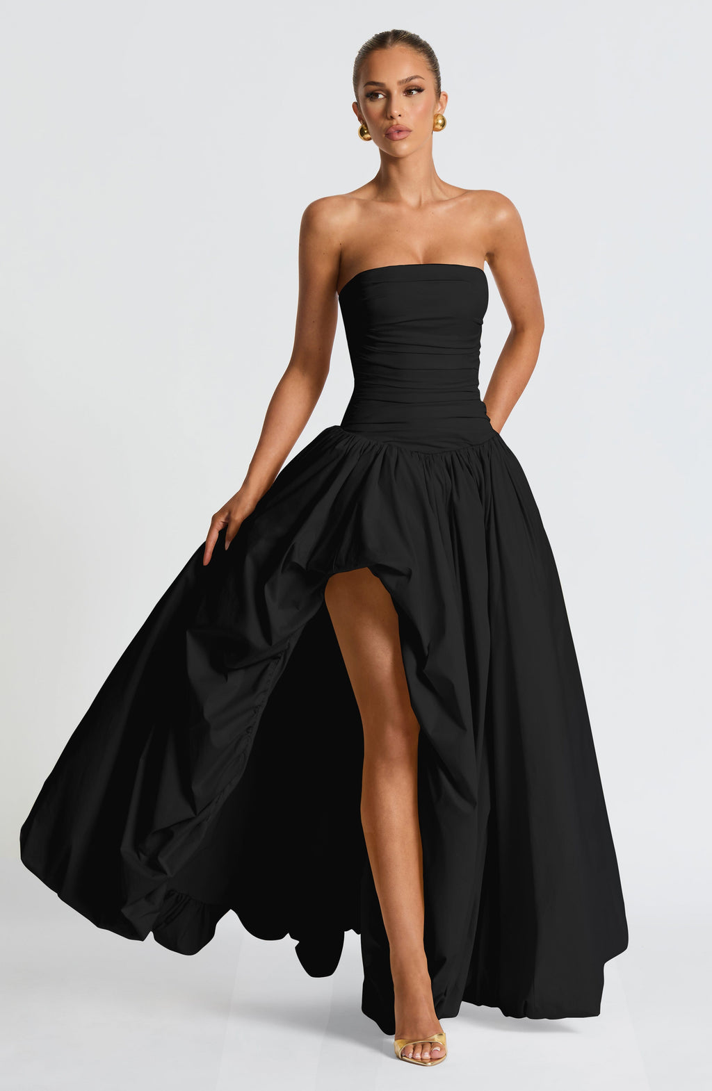 Jillian | Vestido maxi palabra de honor en negro