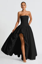 Jillian | Vestido maxi palabra de honor en negro