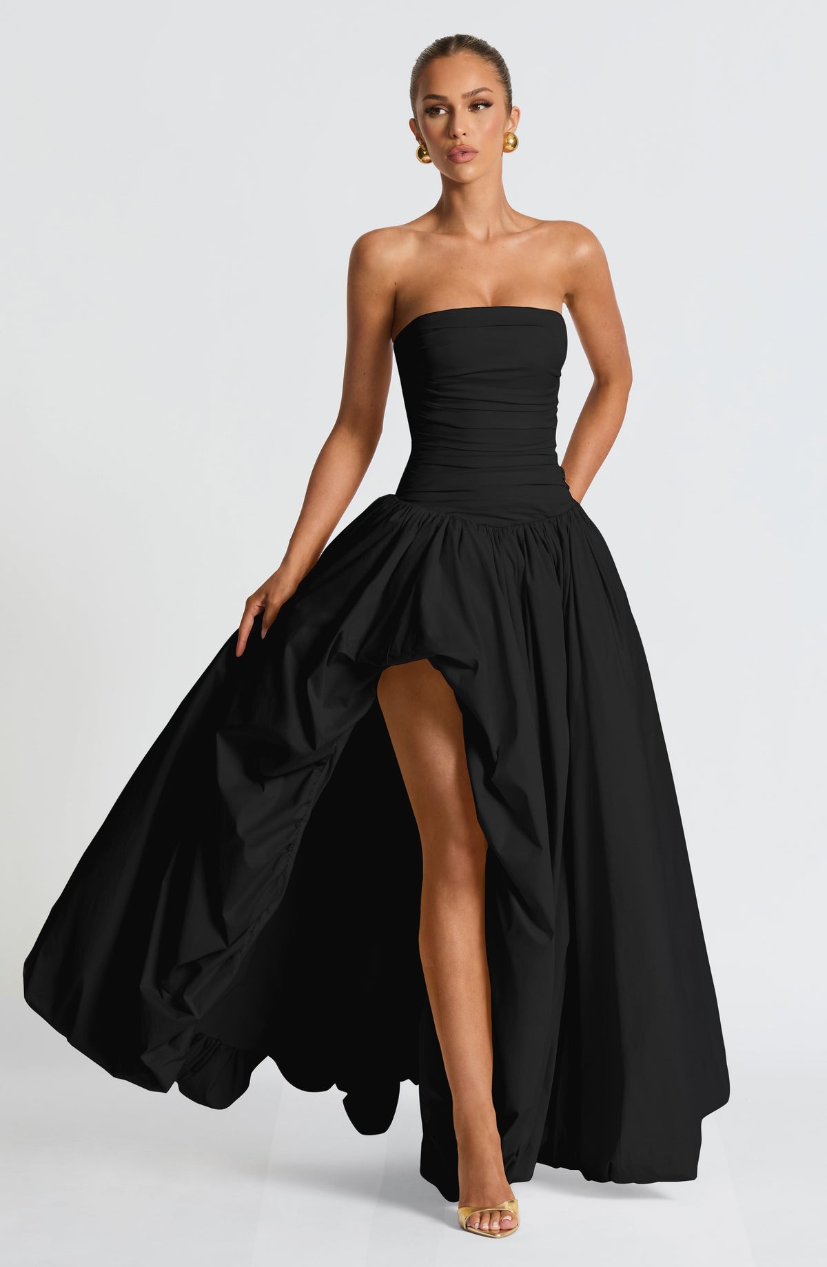 Jillian | Vestido maxi palabra de honor en negro