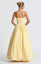Jillian | Vestido maxi palabra de honor en amarillo limón