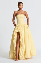 Jillian | Vestido maxi palabra de honor en amarillo limón