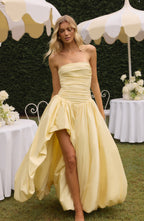 Jillian | Vestido maxi palabra de honor en amarillo limón