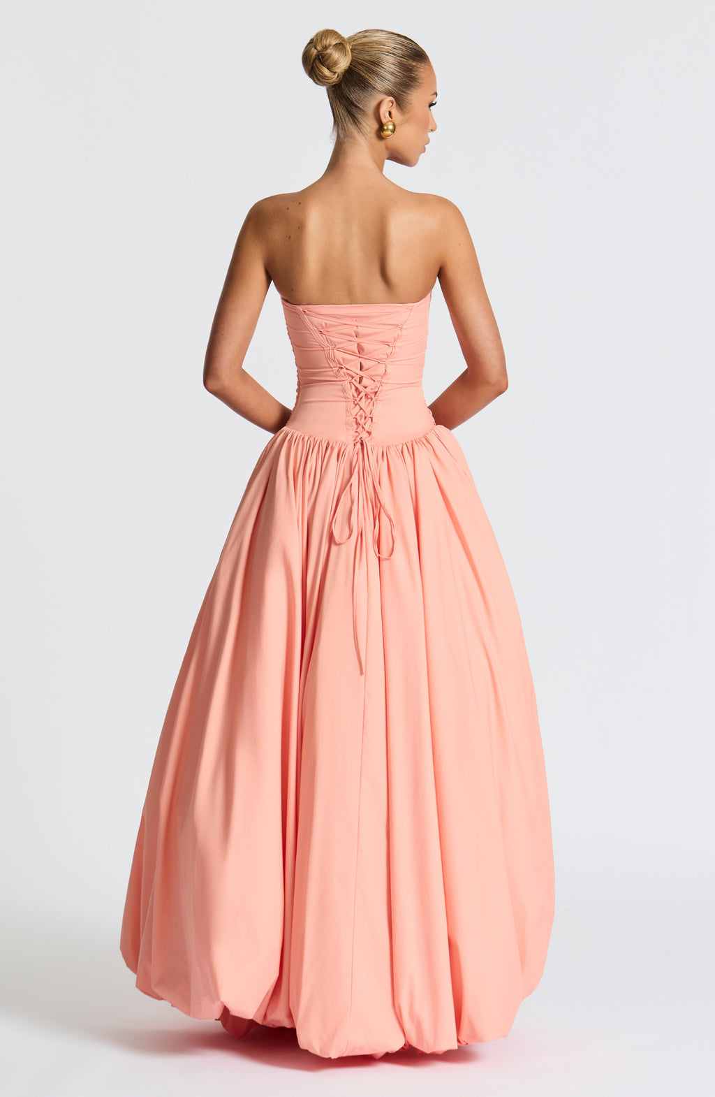 Jillian | Vestido maxi palabra de honor en melocotón