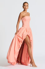 Jillian | Vestido maxi palabra de honor en melocotón