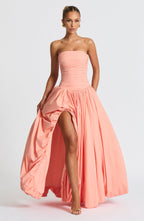 Jillian | Vestido maxi palabra de honor en melocotón