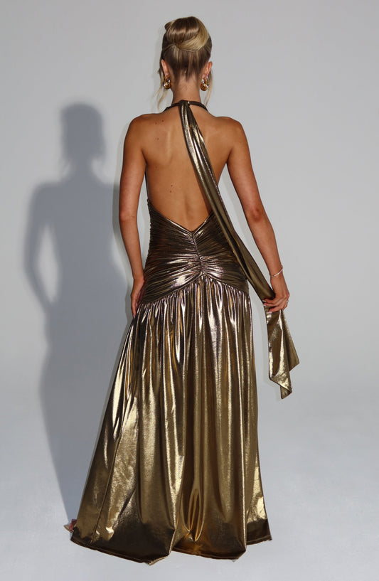 Jessie | Vestido efecto metalico dorado
