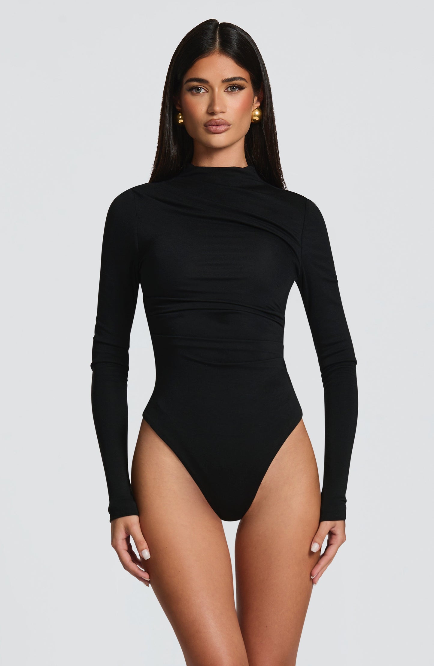 Aurora | Bodysuit de jersey ciruela con cuello alto