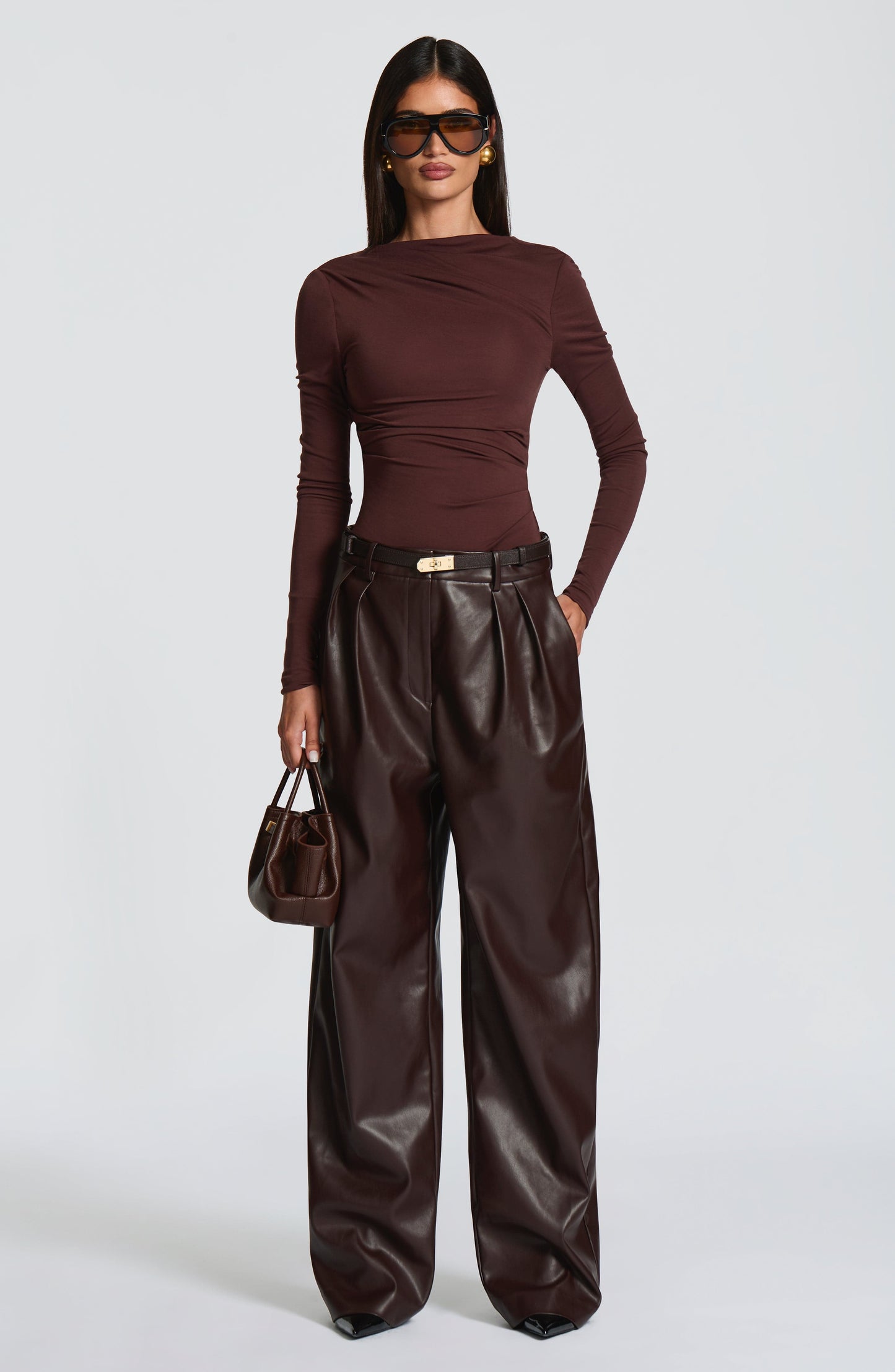 Aurora | Bodysuit de jersey ciruela con cuello alto