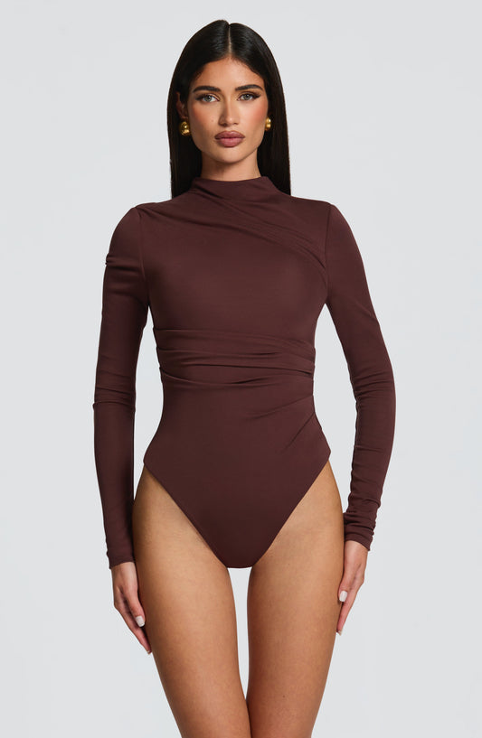 Aurora | Bodysuit de jersey ciruela con cuello alto