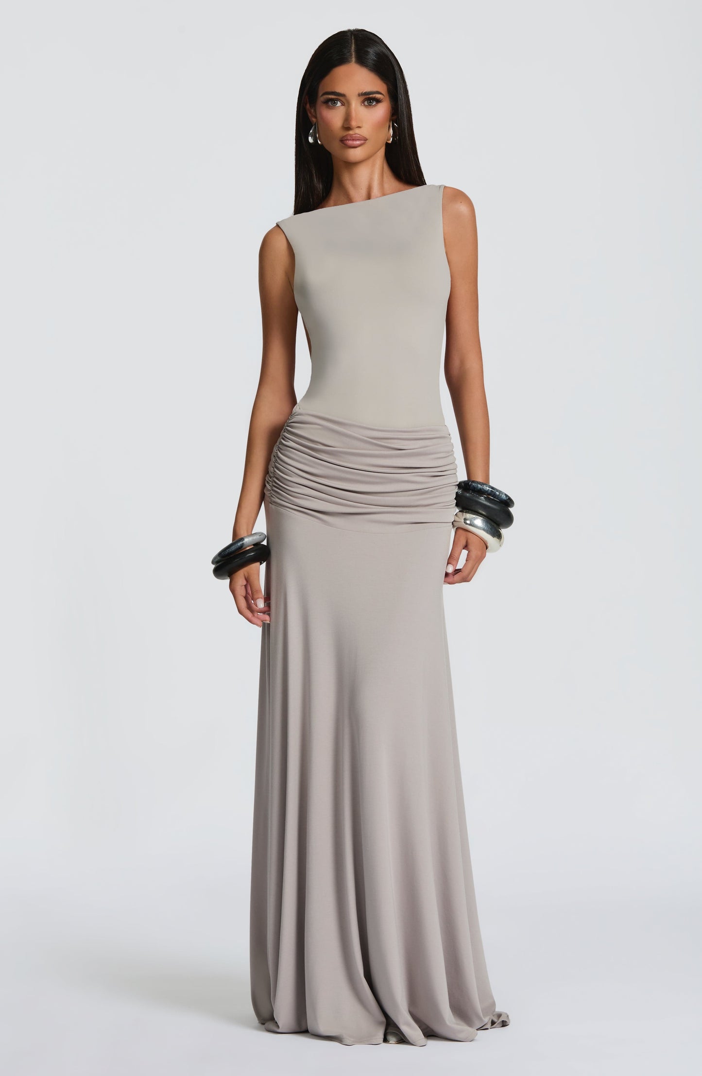 Jimena | Bodysuit de jersey gris con escote amplio